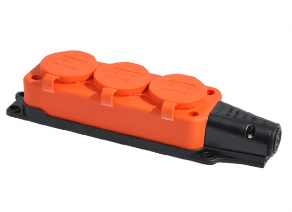 Schutzkontakt 3-Fach Steckdosenleiste IP44 in Orange